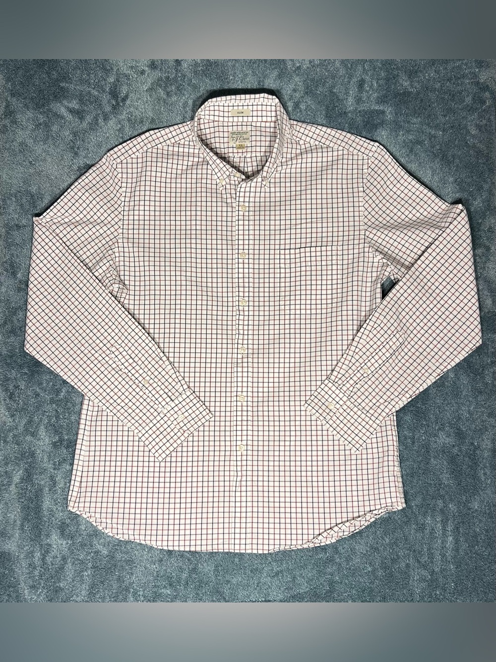 J.Crew Secret Wash XL Slim Plaid Organic Cotton Shirt